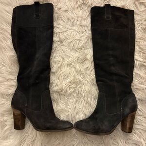 Dark Grey Suede Knee-High Boots 8.5